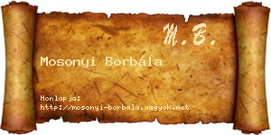 Mosonyi Borbála névjegykártya